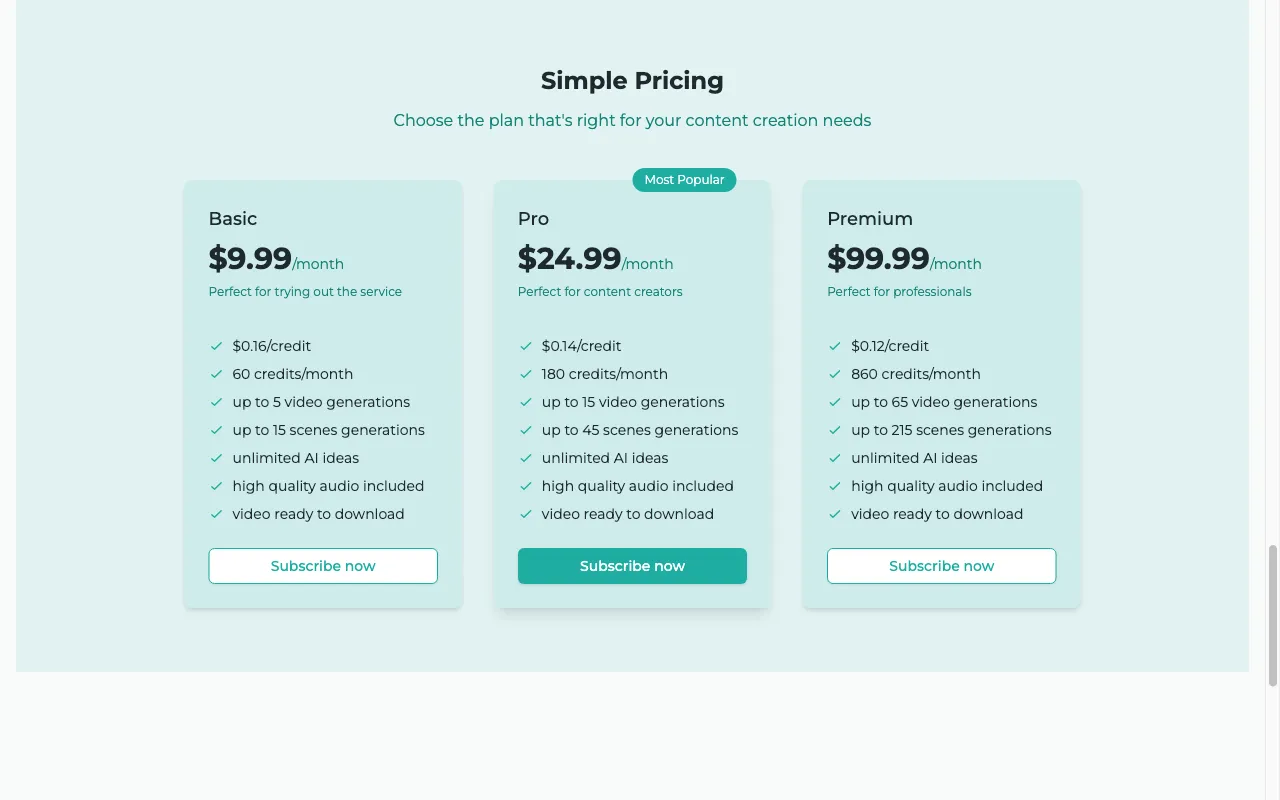 QuickPOV AI — pricing page
