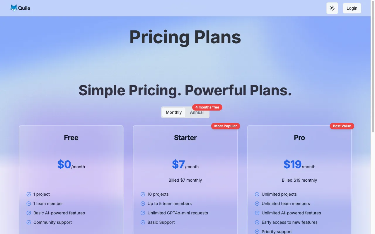 Quila — pricing page