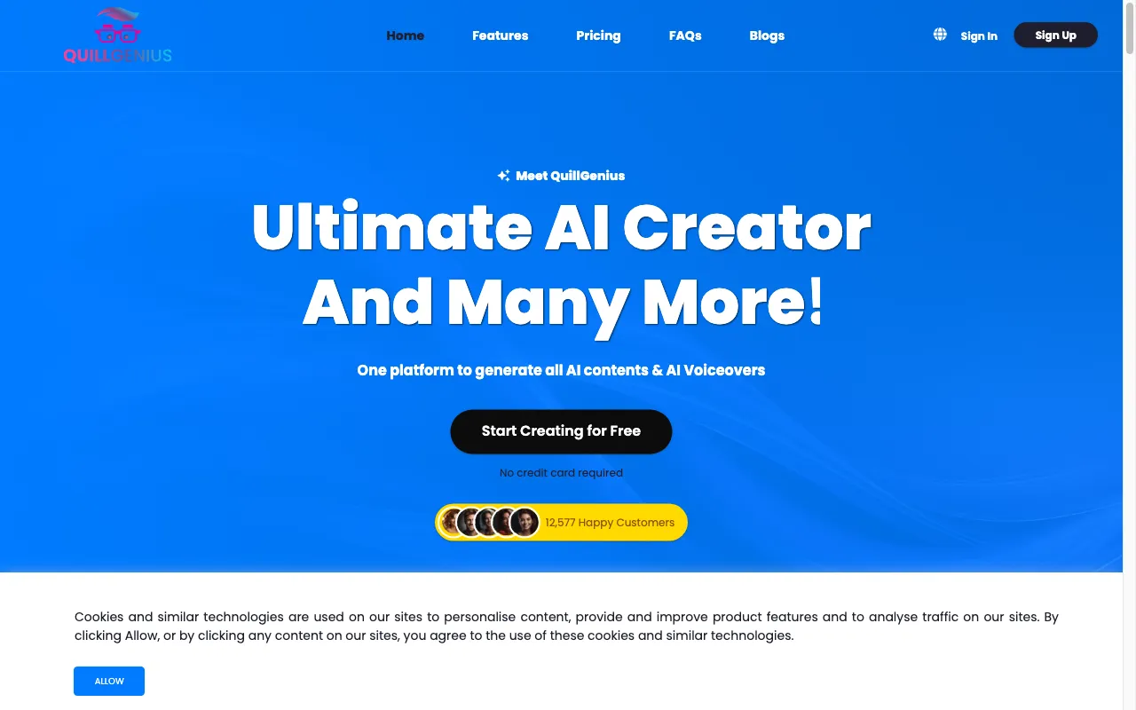 QuillGenius AI Copywriting Tool — preview screenshot