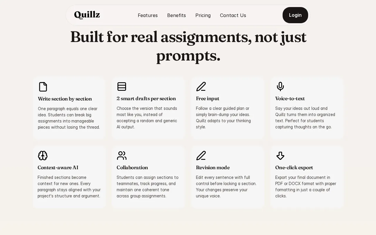 Quillz — pricing page