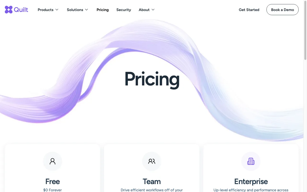 Quilt — pricing page
