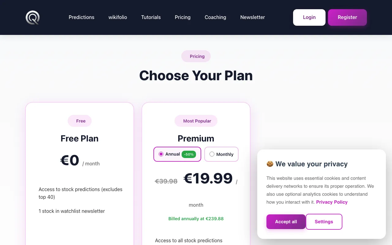 QUINETICS — pricing page
