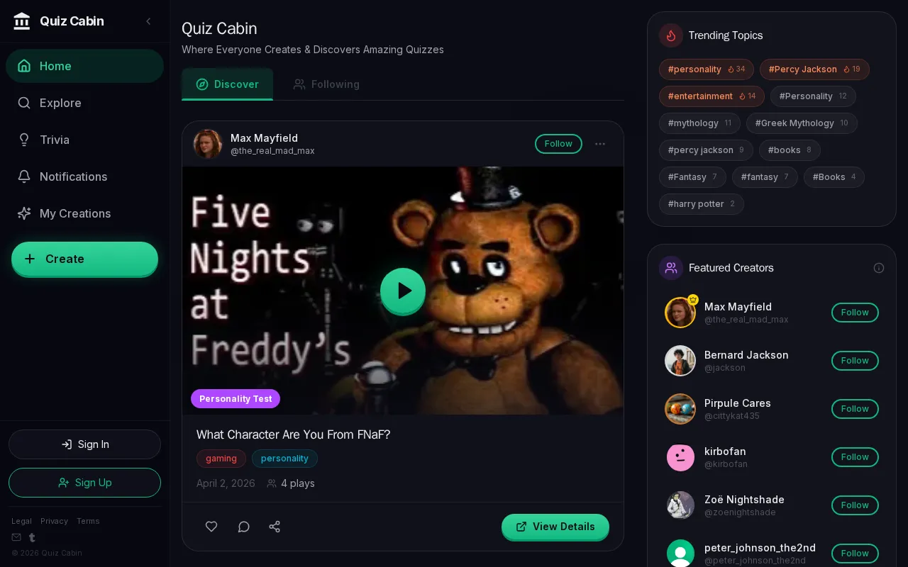 Quiz Cabin — preview screenshot