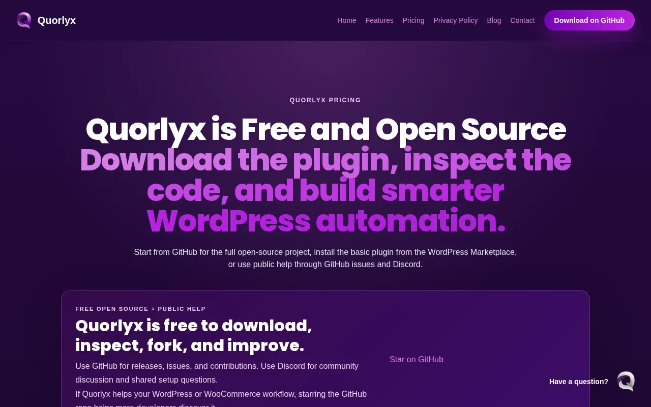 Quorlyx — pricing page