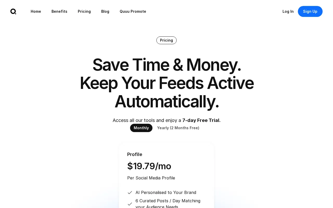 Quuu — pricing page