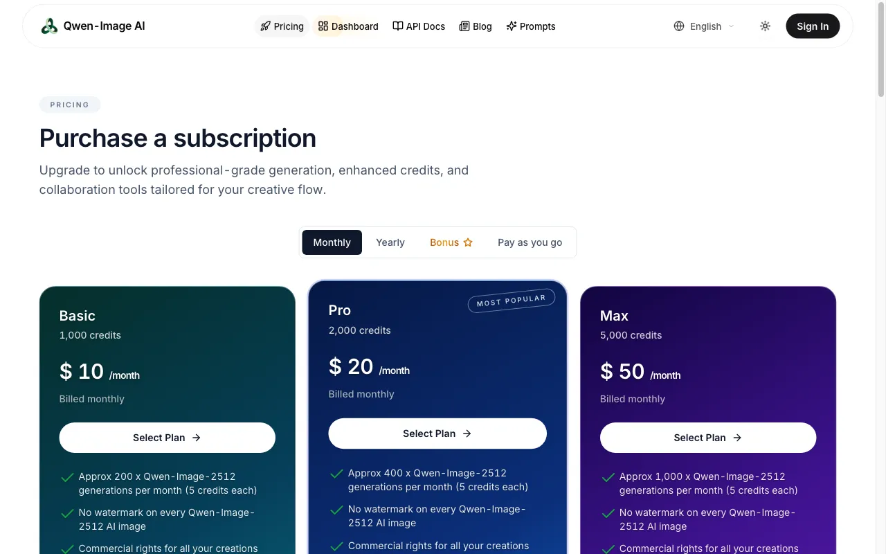 Qwen-Image-2512 AI — pricing page