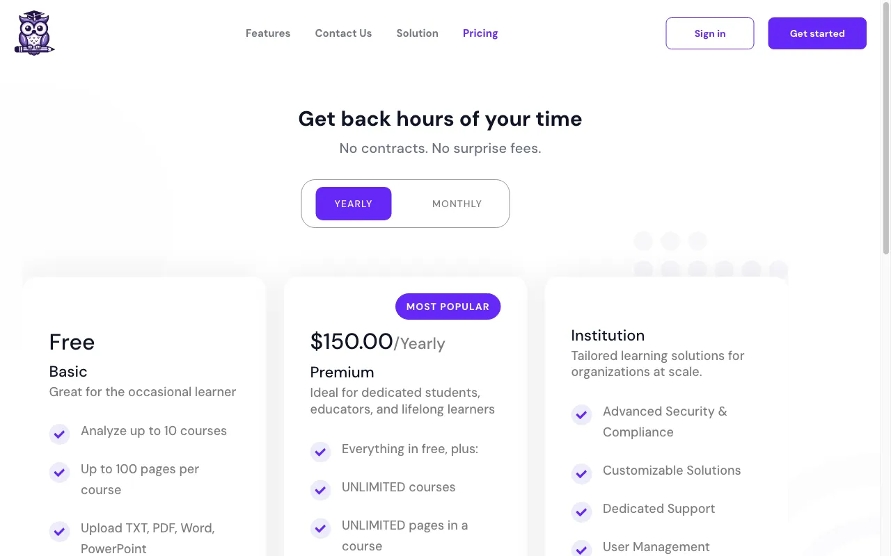 QWiser — pricing page