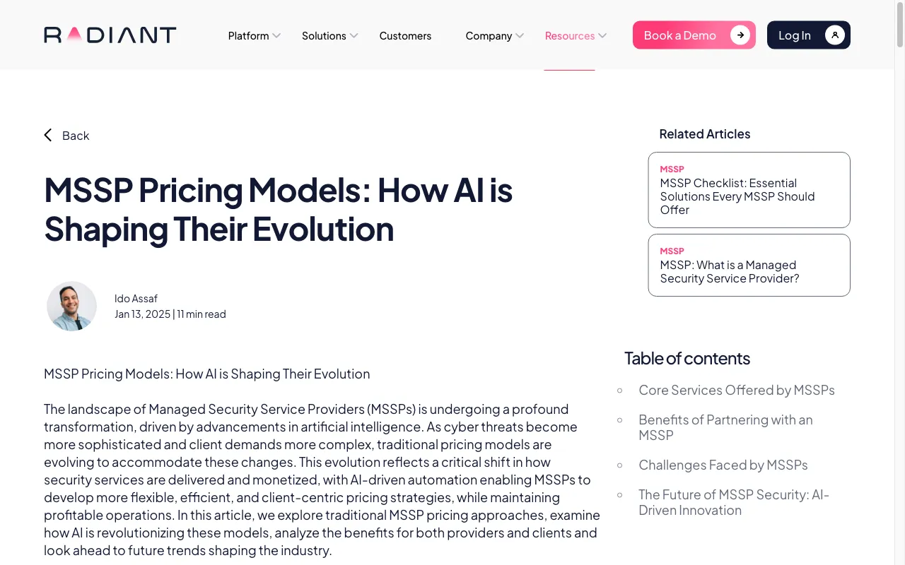 Radiant Security — pricing page