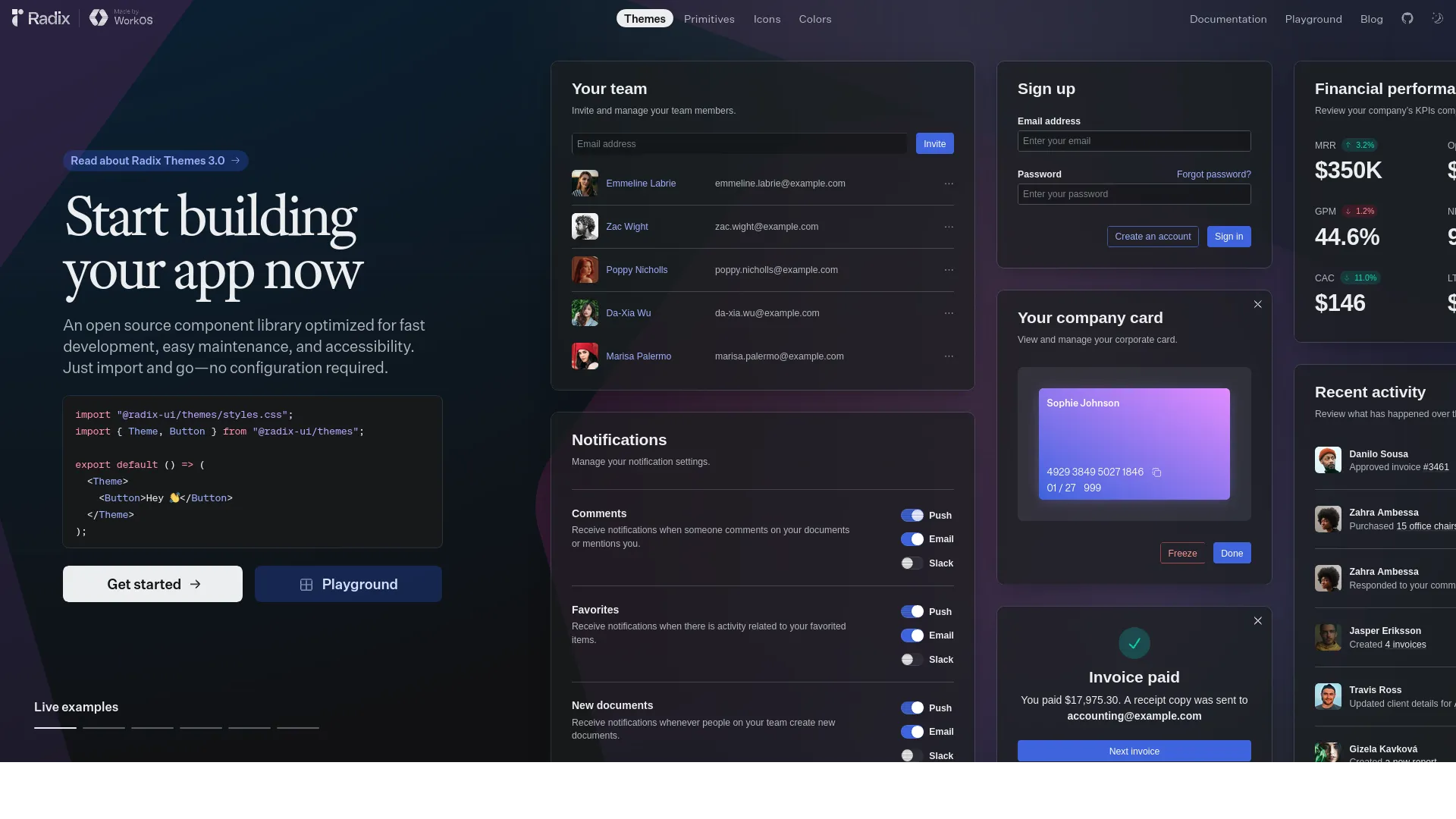 Radix UI — preview screenshot