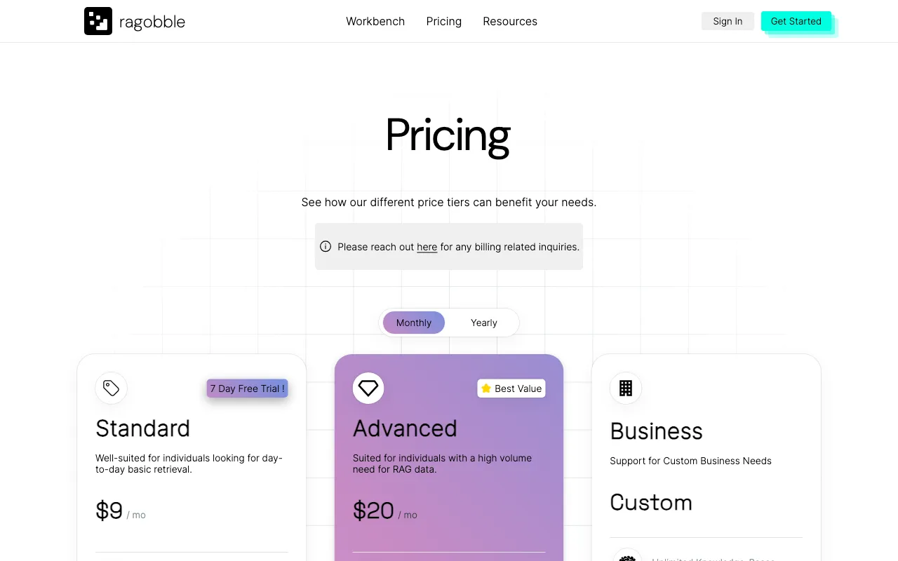 ragobble — pricing page