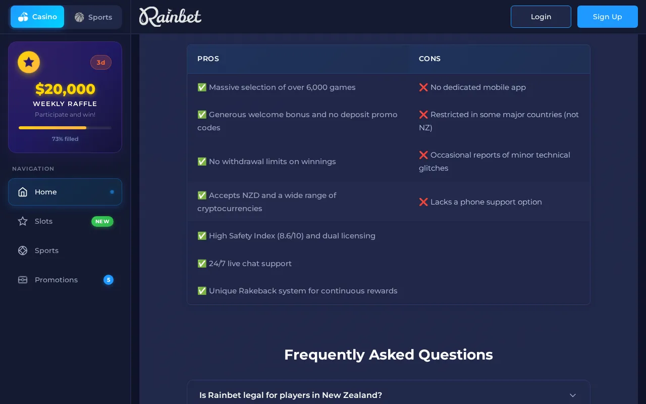 Rainbet Casino — pricing page