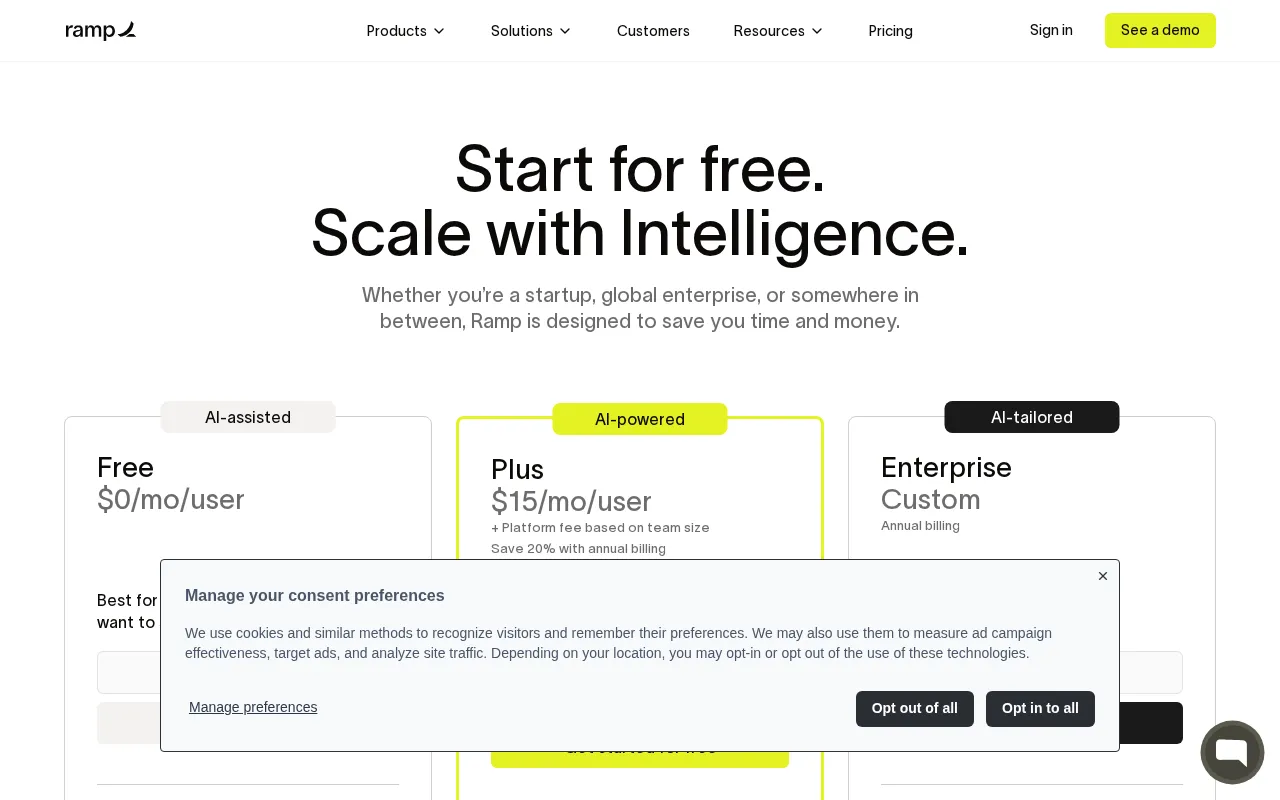 Ramp — pricing page