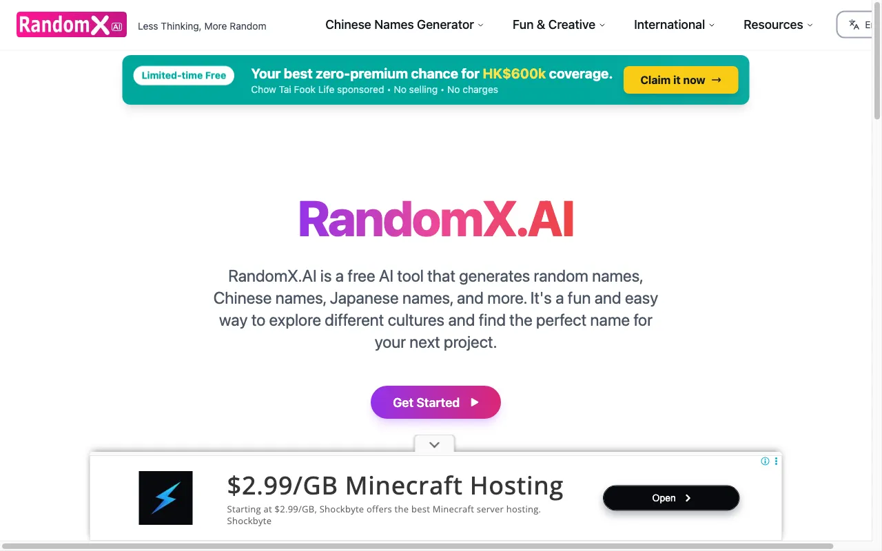 RandomX.ai — preview screenshot