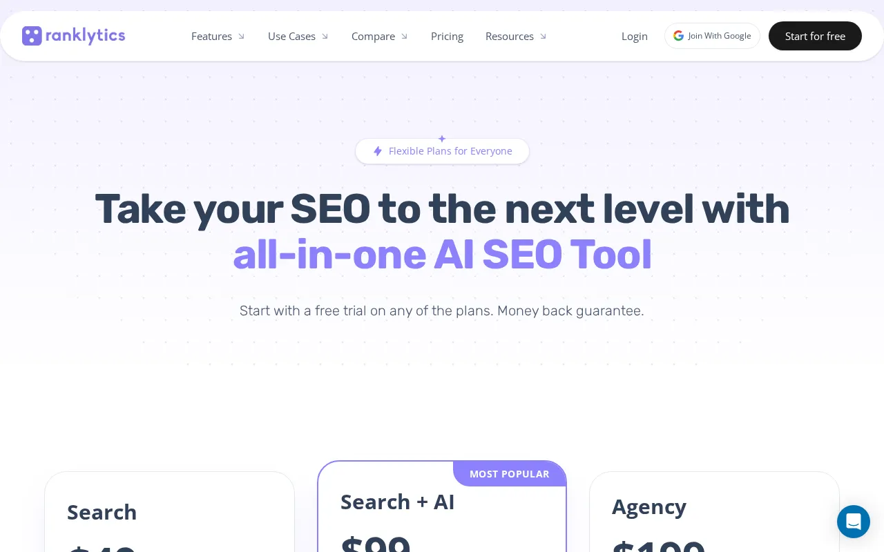 Ranklytics — pricing page