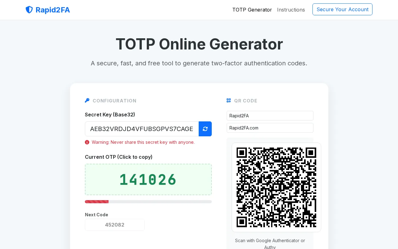 Rapid2FA — preview screenshot