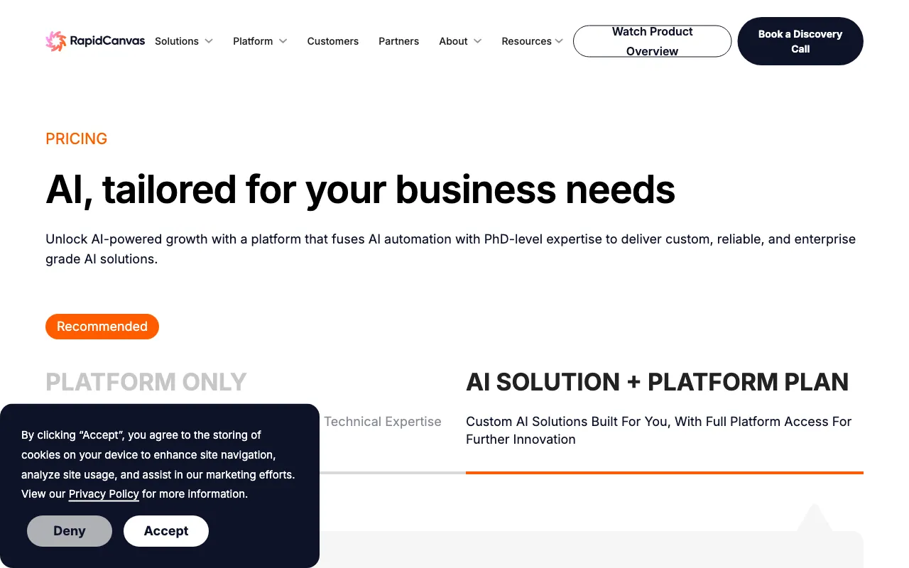RapidCanvas — pricing page