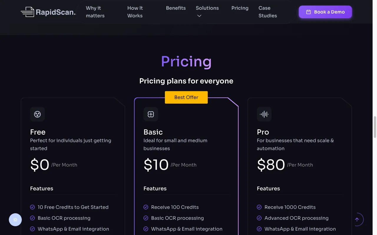 RapidScan.AI — pricing page