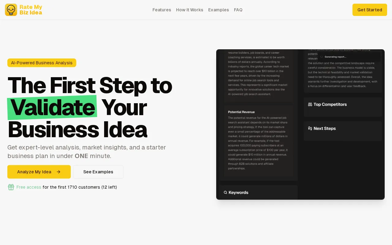 Rate MyBiz Idea — preview screenshot