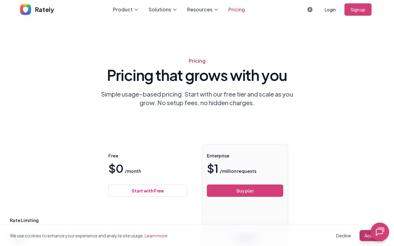 Rately — pricing page