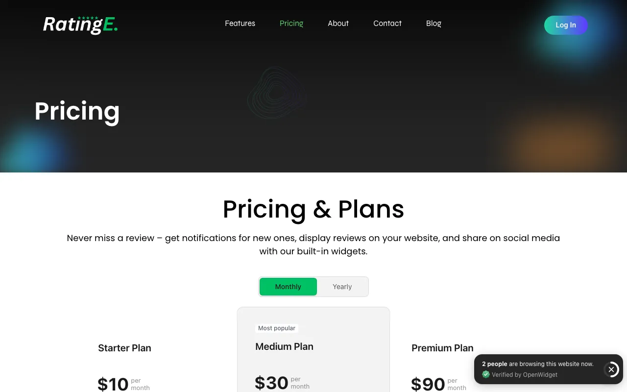 RatingE — pricing page