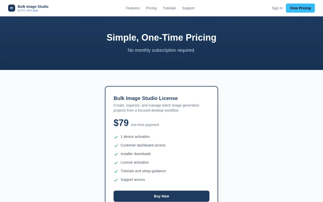 R.C. Kern Apps — pricing page