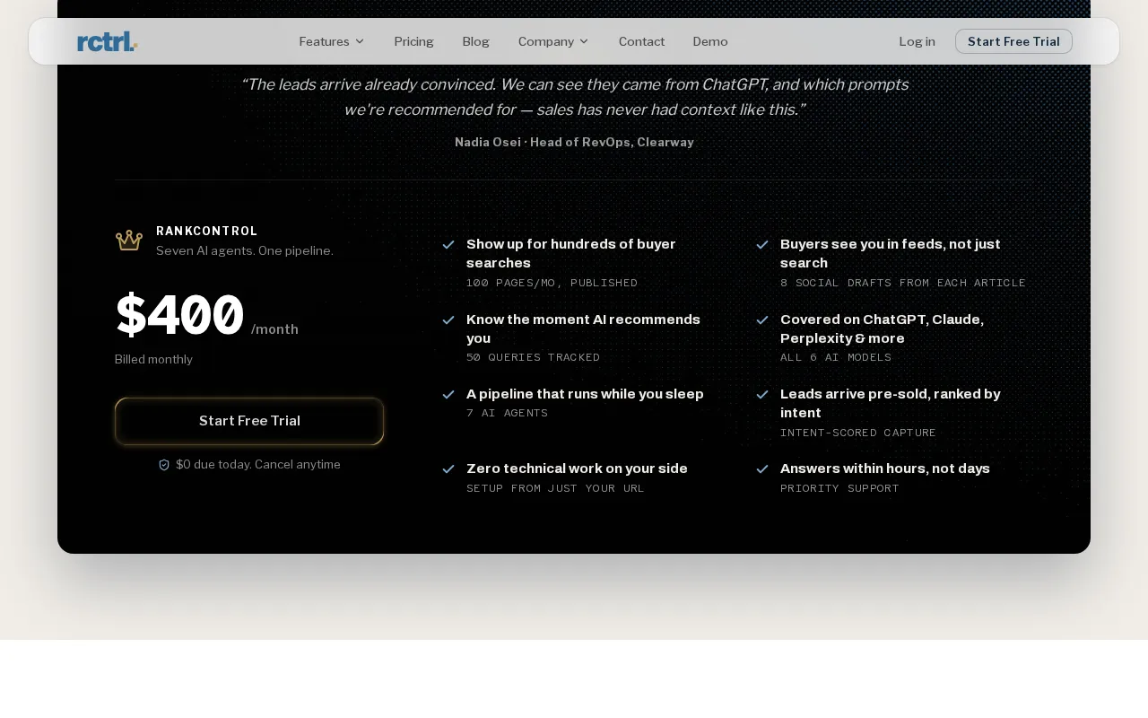 RankControl — pricing page