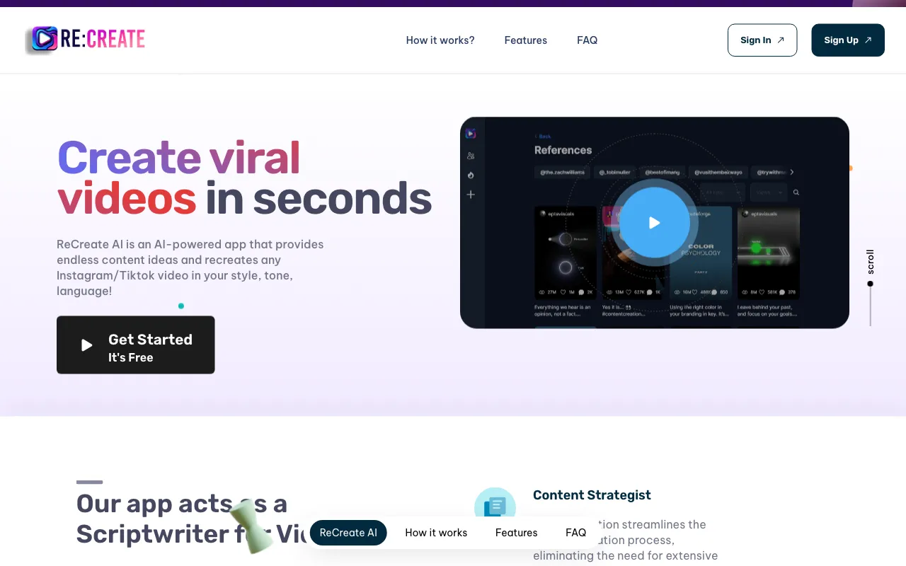 RE:Create Video — preview screenshot