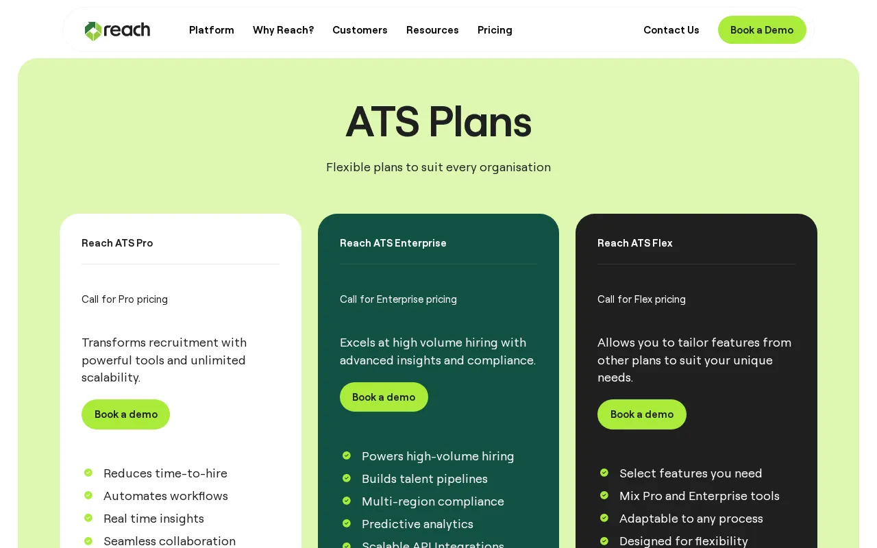 Reach ATS — pricing page