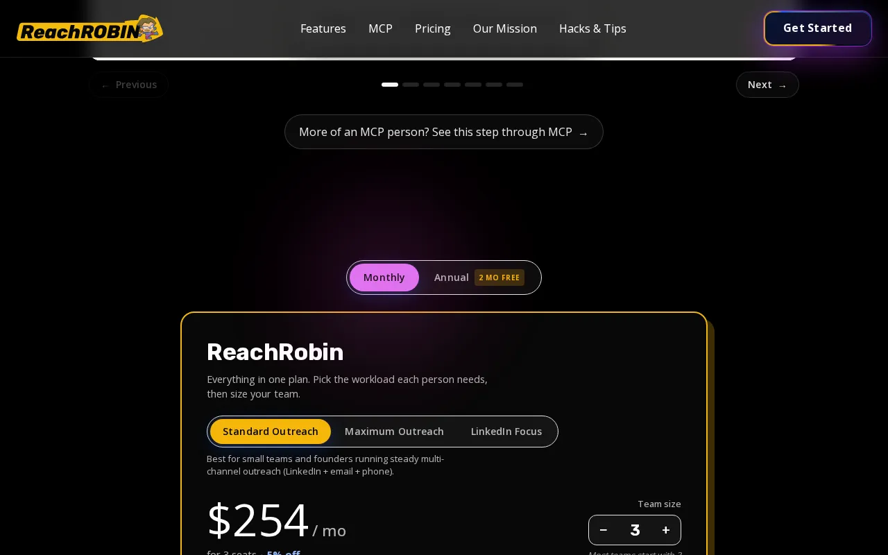 ReachRobin — pricing page