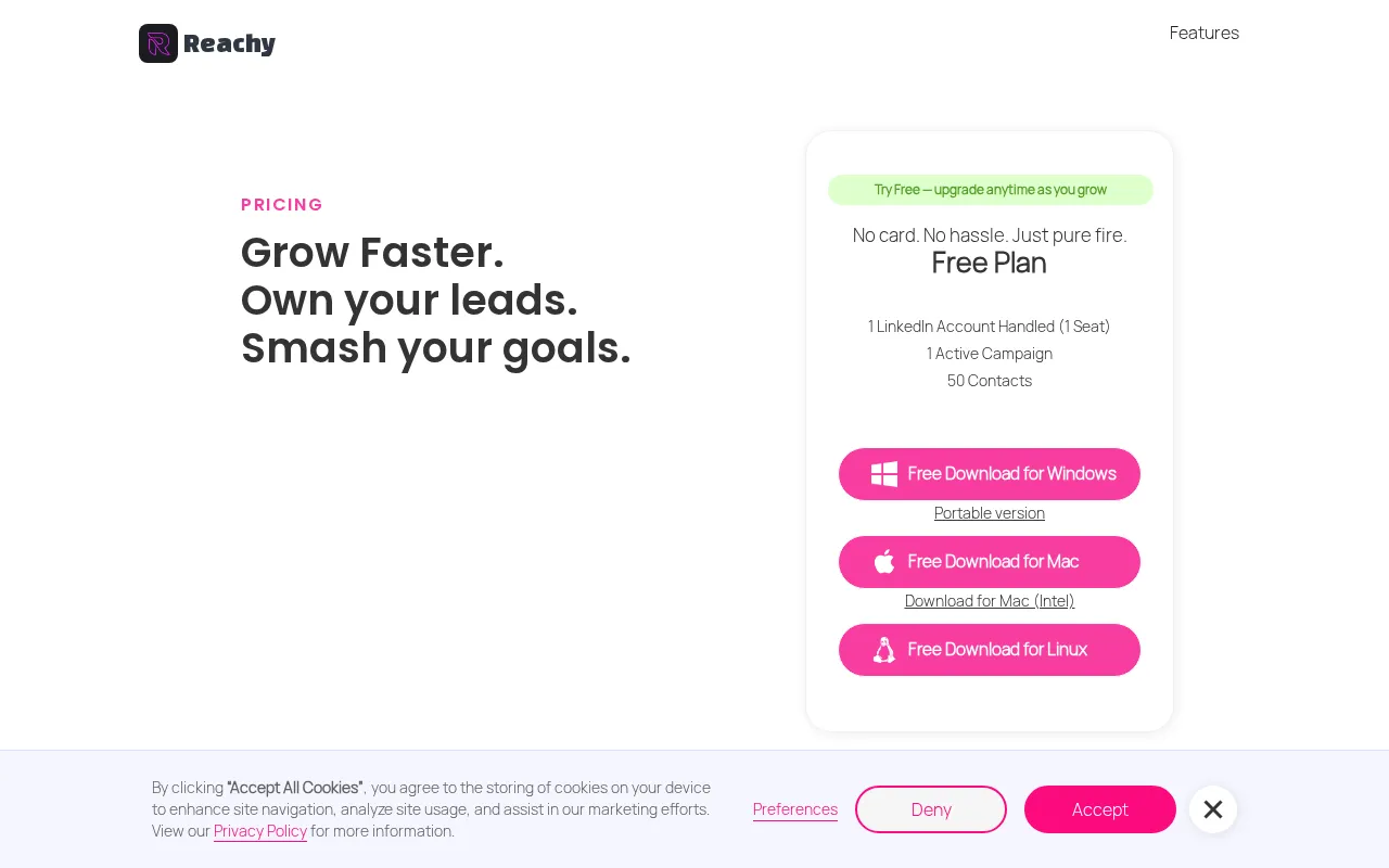 Reachy.ai — pricing page