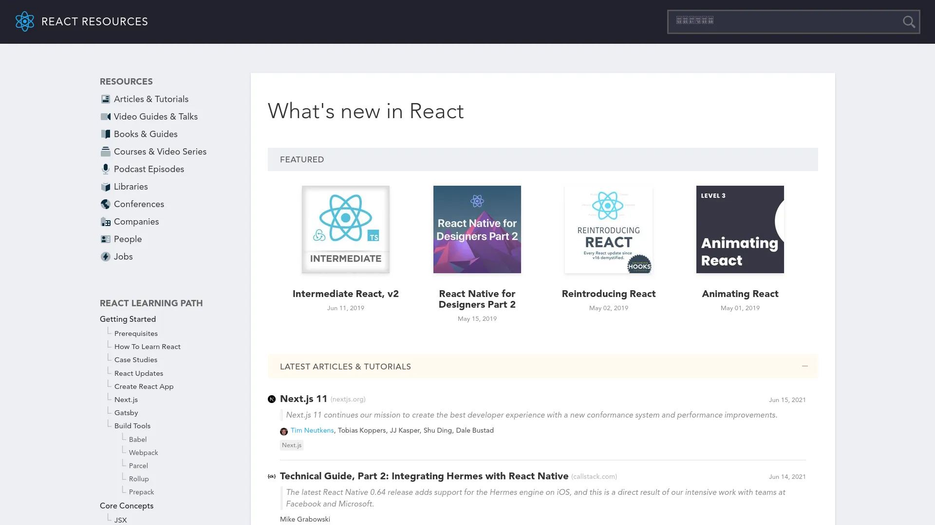 React Resources — preview screenshot
