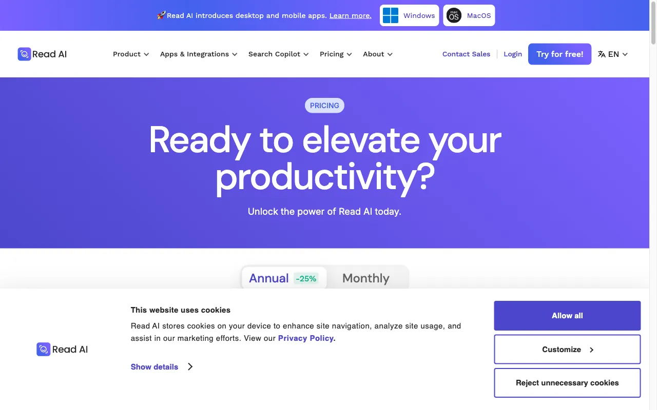 Read AI — pricing page