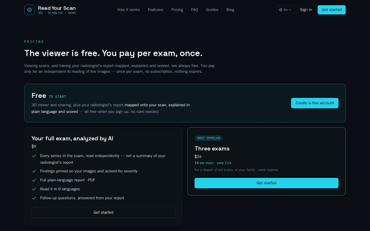 Read Your Scan — pricing page
