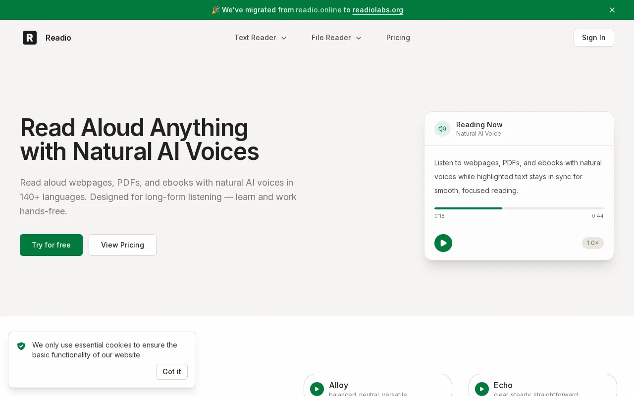 Readio — preview screenshot