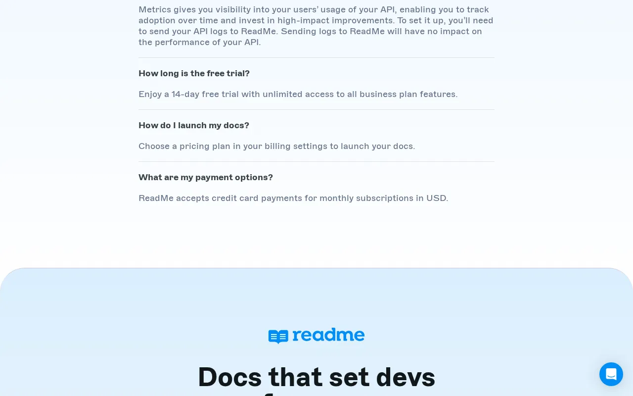 ReadMe — pricing page