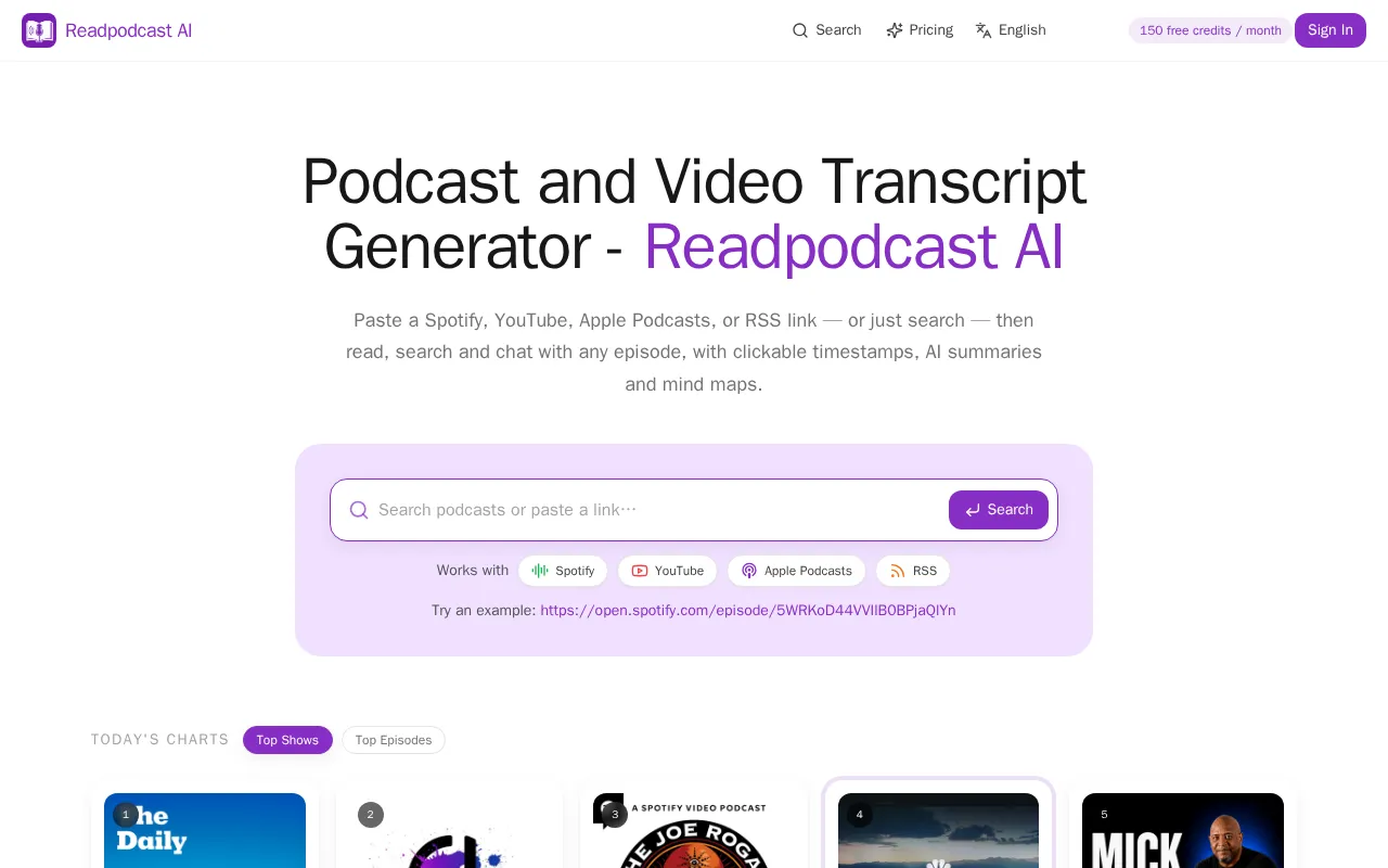 Readpodcast AI — preview screenshot