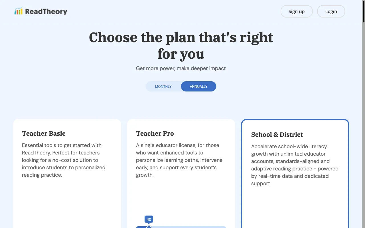 ReadTheory — pricing page