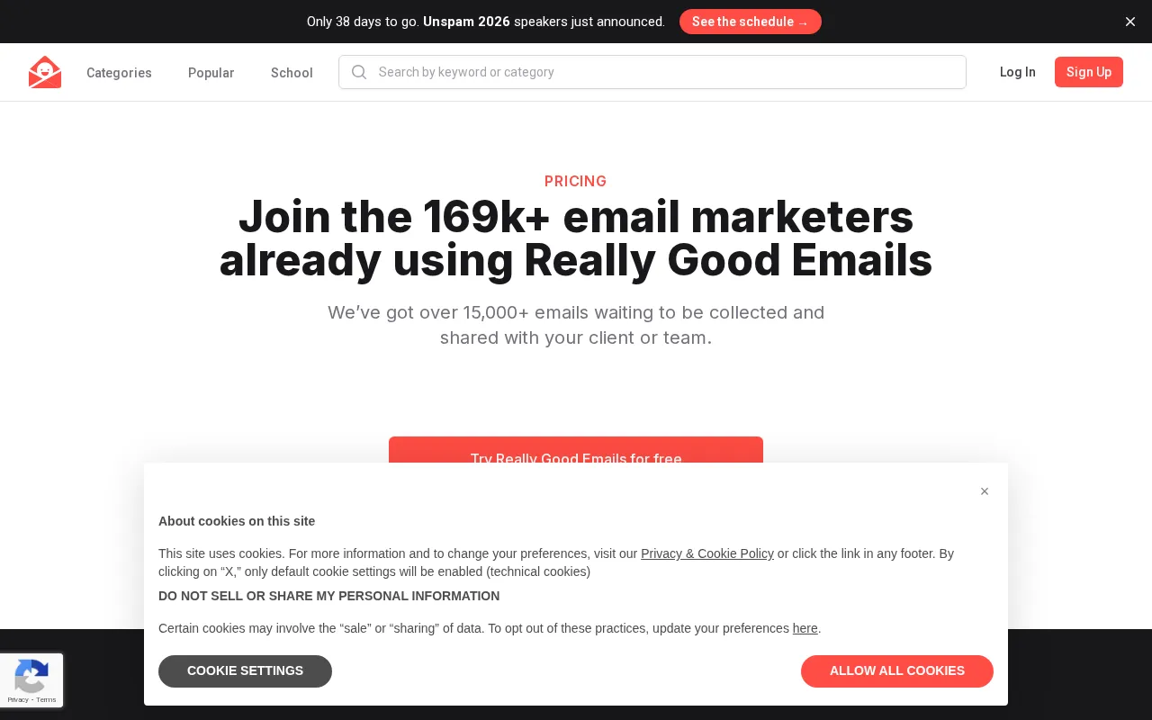 Really Good Emails — pricing page