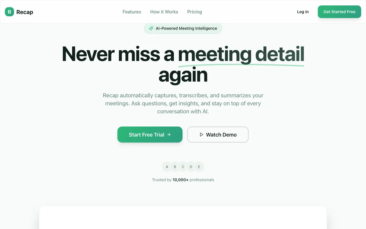 Recap AI — preview screenshot