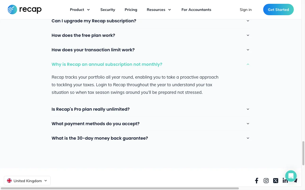 Recap NFT Gallery with AI Appraisals — pricing page