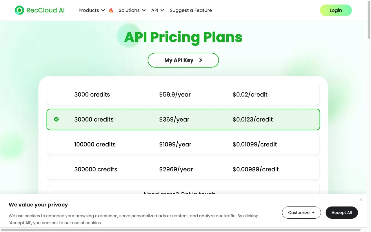 RecCloud — pricing page
