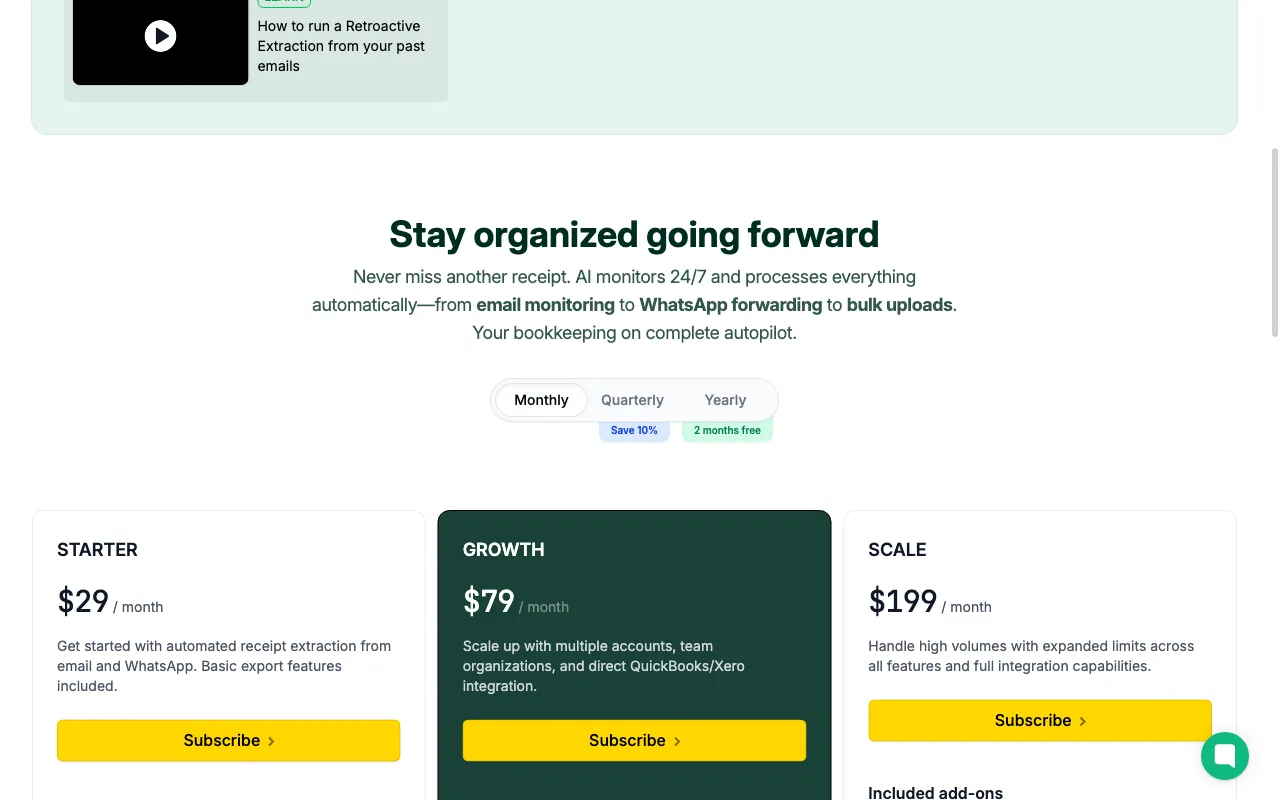 Receiptor.ai — pricing page