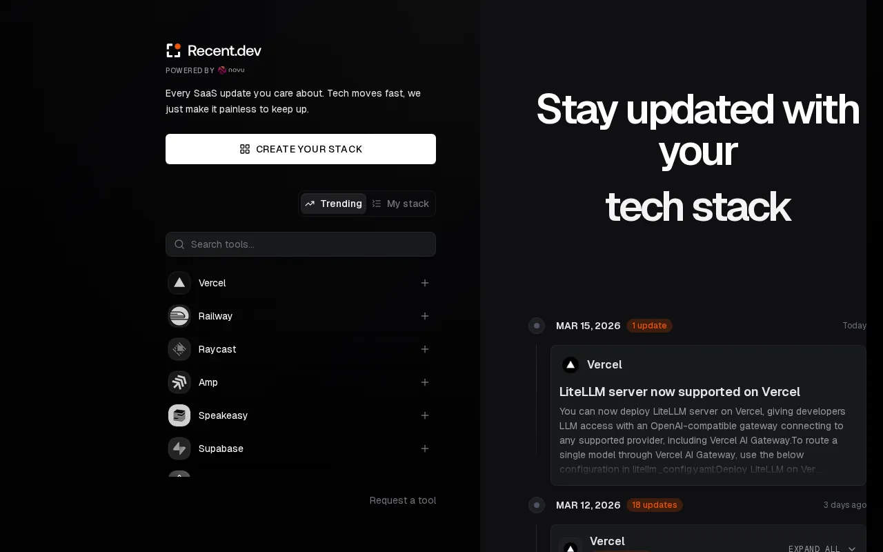 Recent.dev — preview screenshot