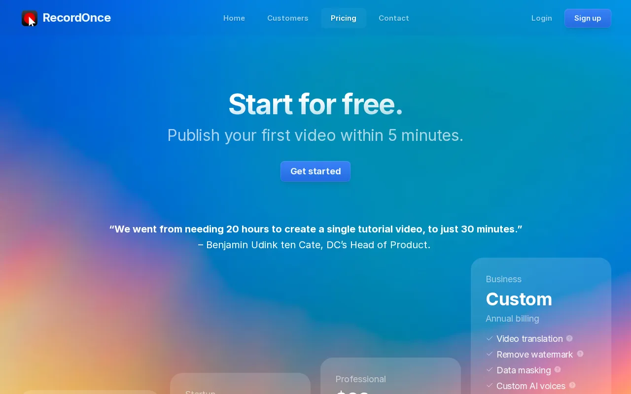 Record Once — pricing page