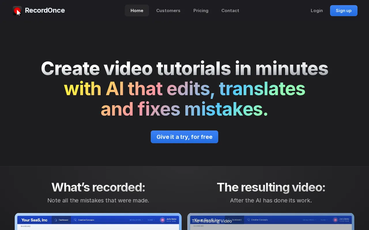 Record Once — preview screenshot