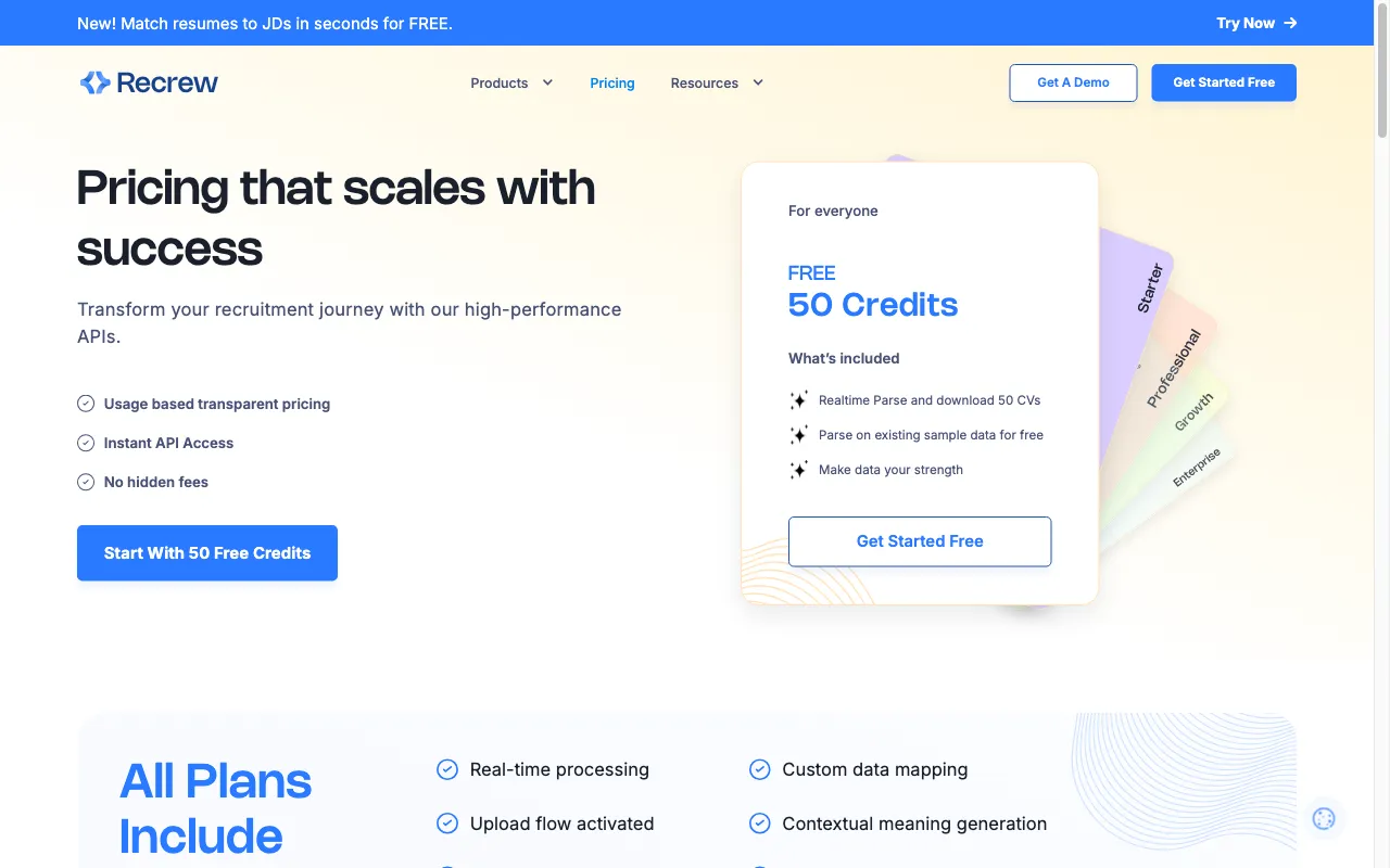 Recrew.ai — pricing page