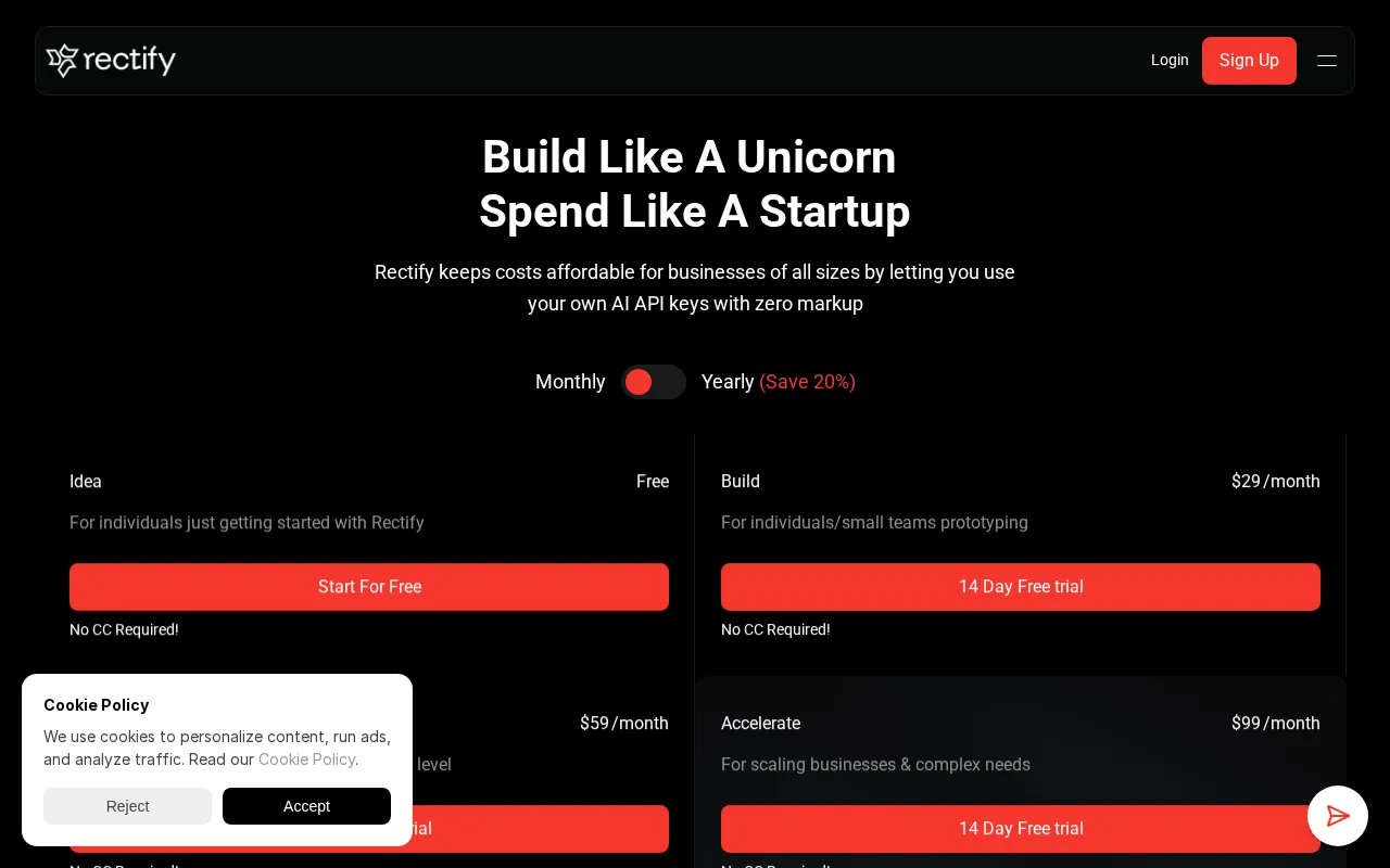 Rectify — pricing page