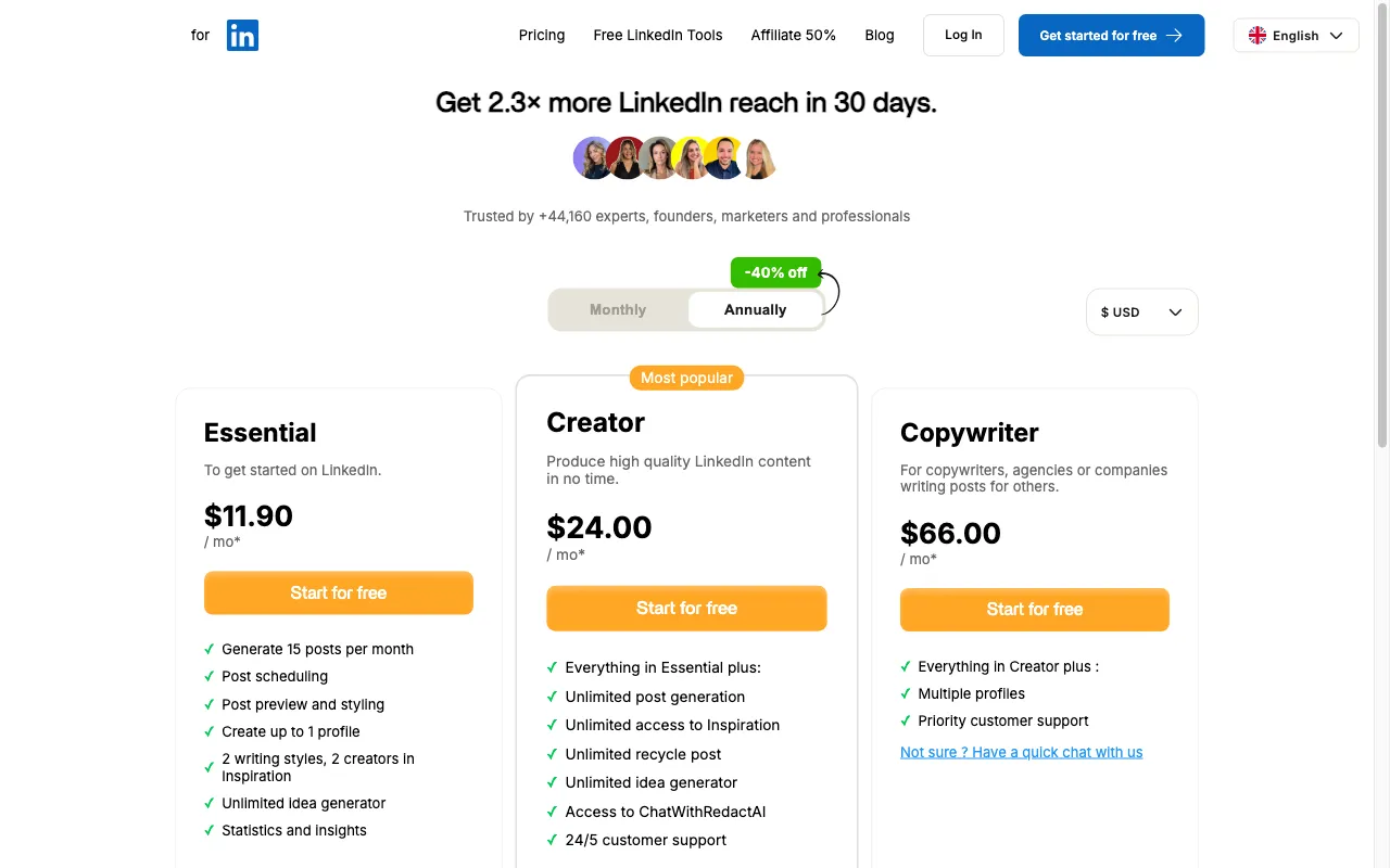 redactai.io — pricing page