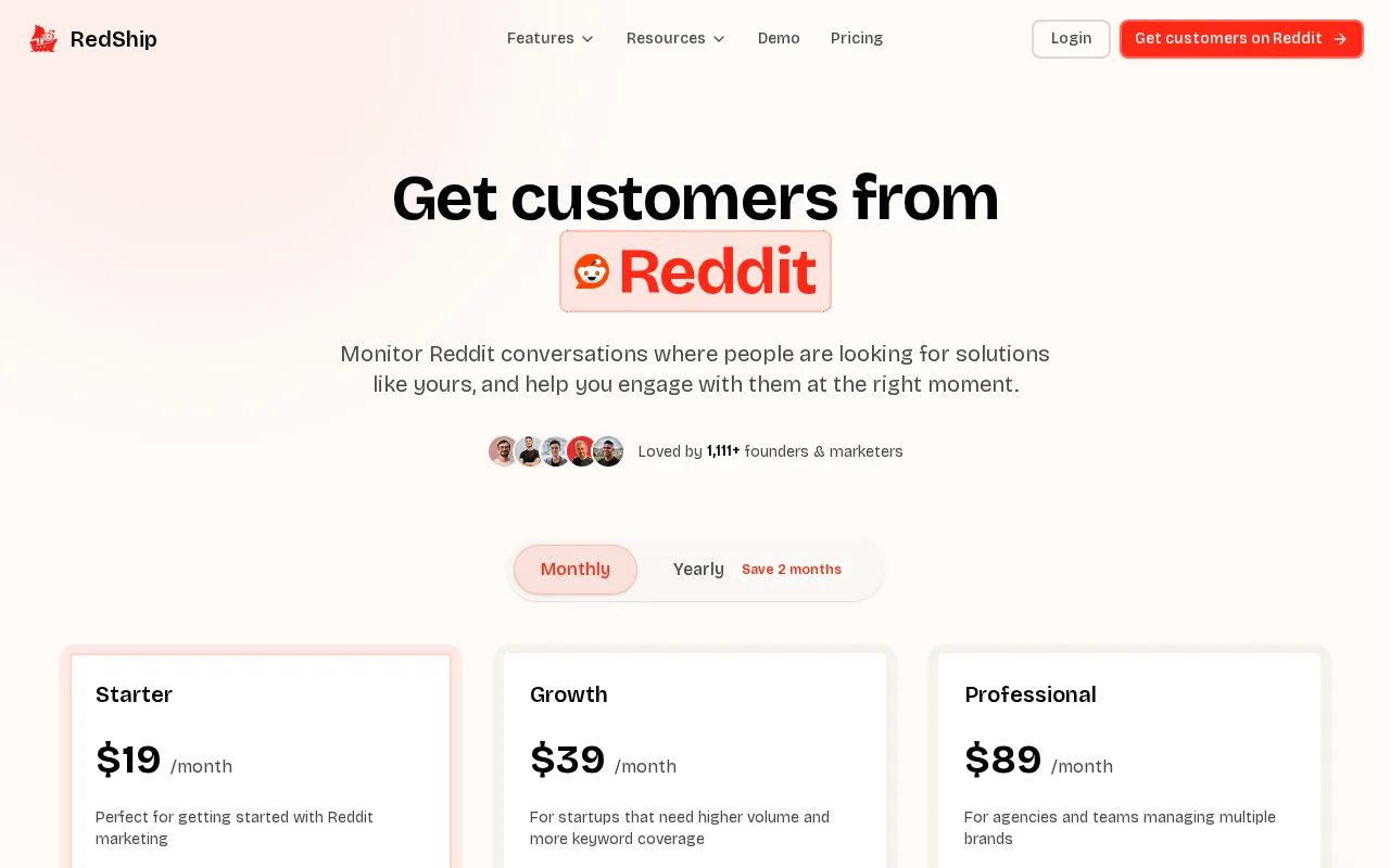 RedShip — pricing page