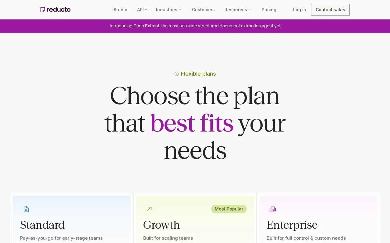Reducto — pricing page